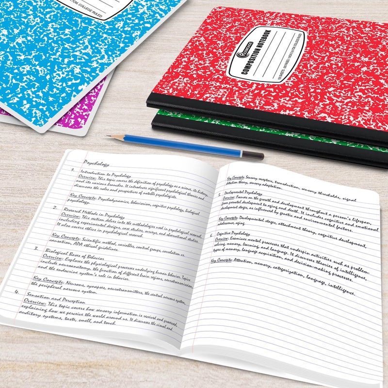 Rosmonde 12 Pack Bulk Composition Notebooks College Ruled  200 Pages (100 Sheets)  9-3/4 x 7-1/2  Hard Cover College Ruled Notebooks  Assorted Colors Composition Notebook For School  Colors May Repeat - Image 5